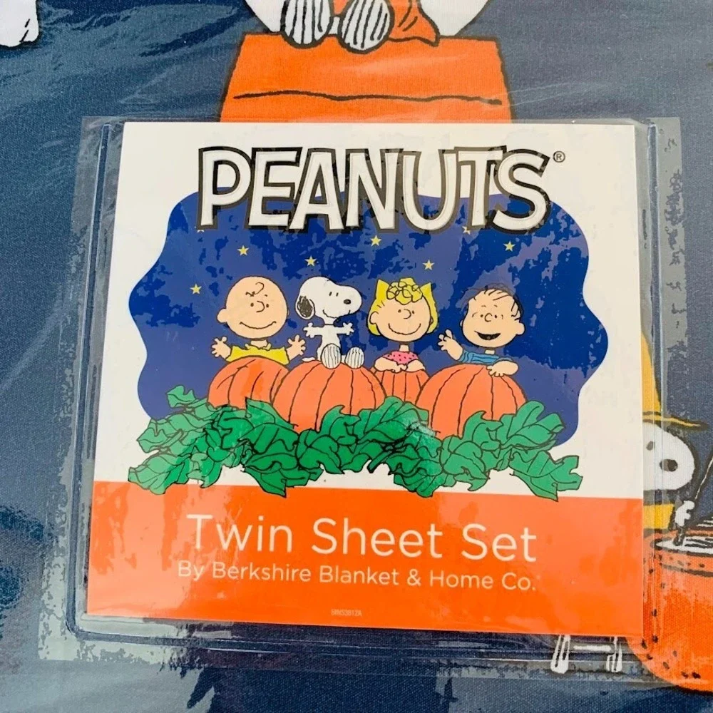 PEANUTS Halloween 3 PC TWIN SHEET SET Snoopy Woodstock Pumpkin Witch Ghost‎